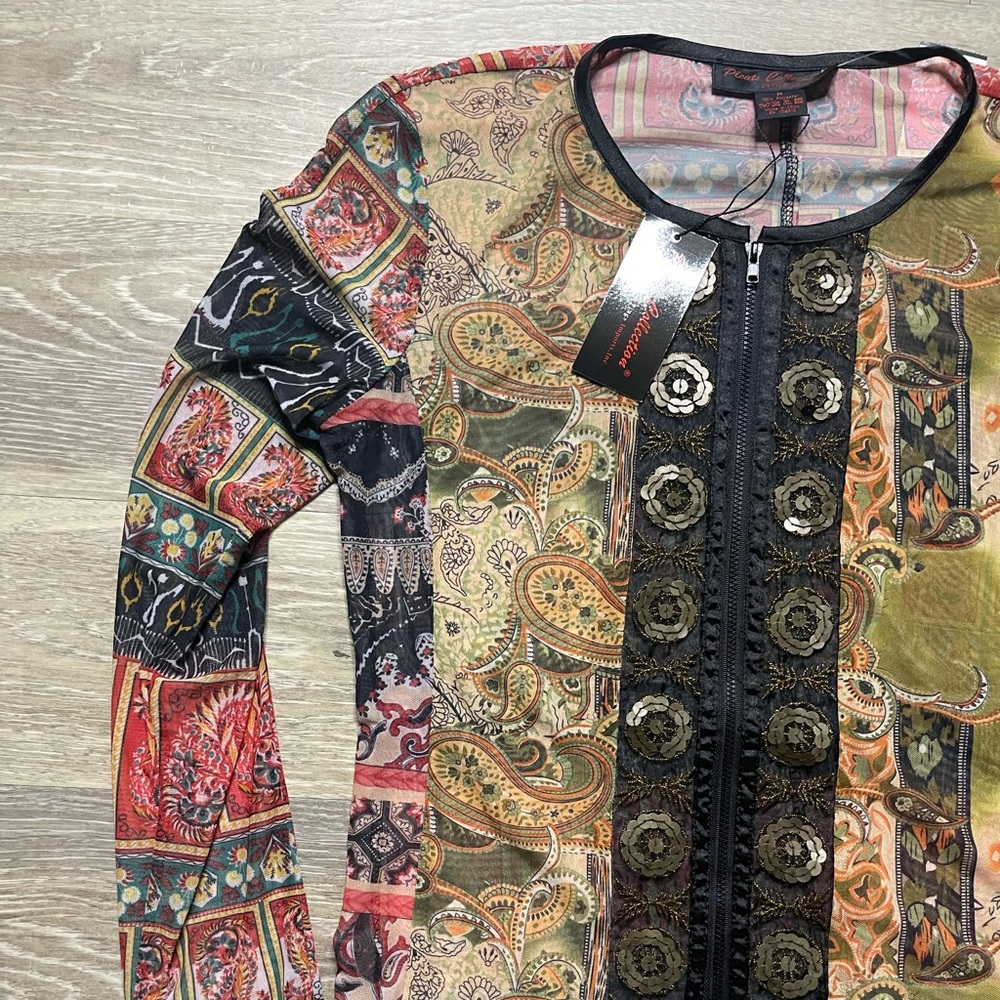 Pleats collection NWT paisley long sleeve blouse medium - Picture 5 of 8